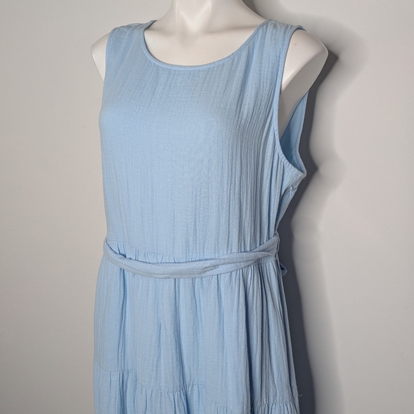 NWT J Crew Factory Blue Sleeveless Cotton Dress 14 - Picture 2 of 7